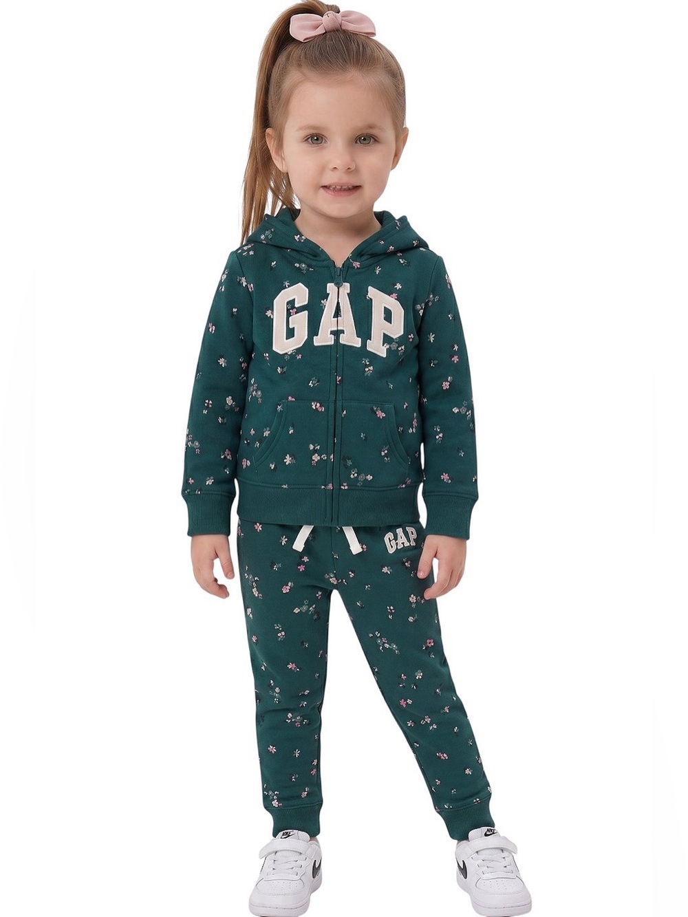 GAP Green Floral Zip Hoodie & Jogger Set